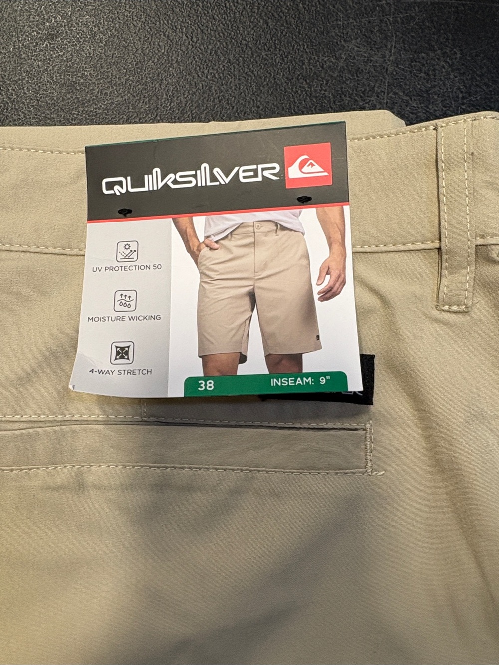 Quiksilver Men's Khaki Flat Front Stretch Shorts